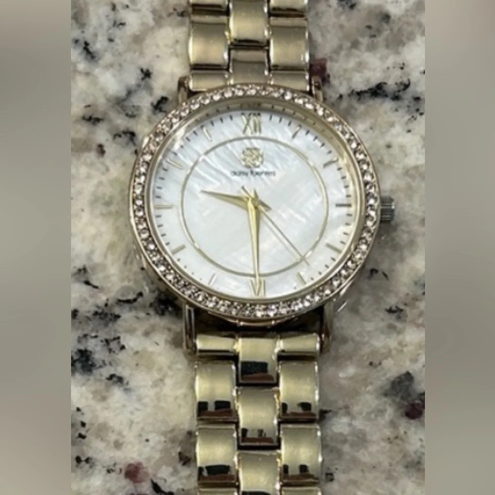 Daisy Fuentes Gold Tone Watch with Crystal Accents